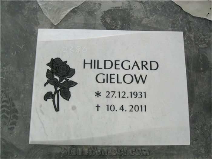 Grey Granite Book Design Gravestone with Rose and Cross Carving