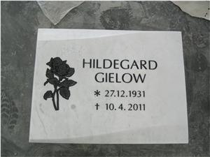 Grey Granite Book Design Gravestone with Rose and Cross Carving