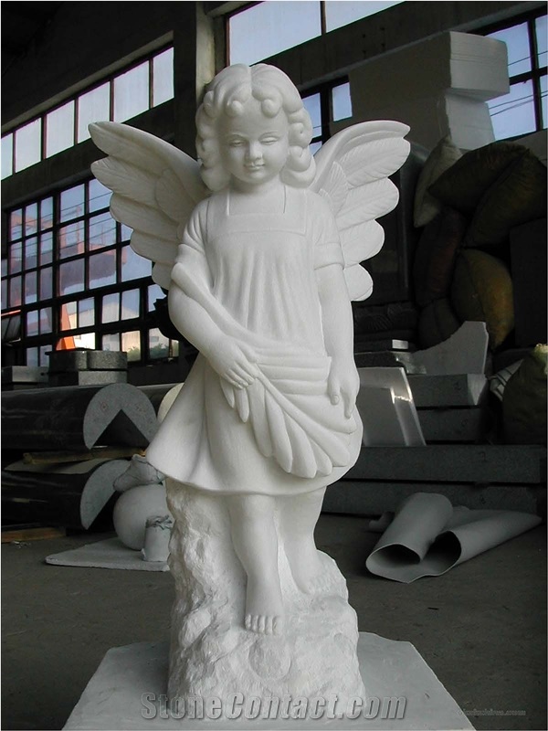 Standing Angel Statues, White Marble Statues