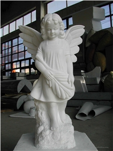 Standing Angel Statues, White Marble Statues