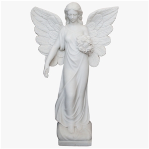 Standing Angel Statues, White Marble Statues