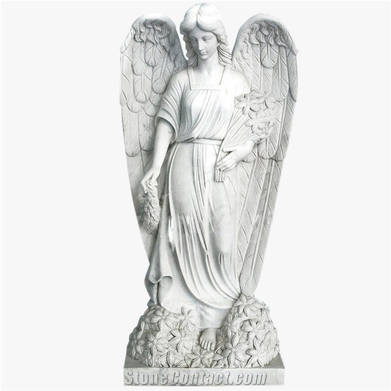 Standing Angel Statues, White Marble Statues