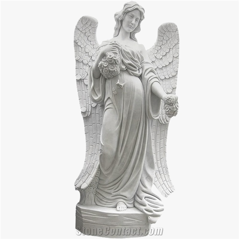 Standing Angel Statues, White Marble Statues
