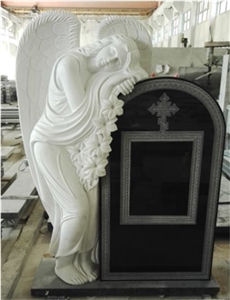 Indian Black Polished Agegel Statue Carving Indian Black Marquina Monument & Tombstone
