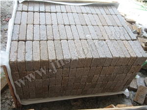 China G682 Yellow Granite Cobble and Cube Stone/ Yellow Granite Paving Stone / Cobble and Cube Stone / Walkway Pavers / Tumbled Yellow Cobble Stone