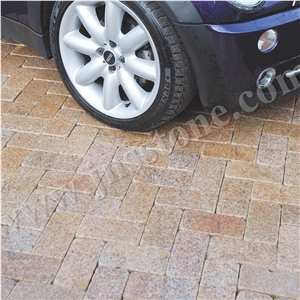 China G682 Yellow Granite Cobble and Cube Stone / Yellow Granite Paving Stone / Tumbled Yellow Cobble Stone / Walkway Pavers / Cobble and Cube Stone