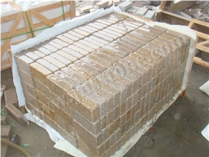 China G682 Yellow Granite Paving Stone / Yellow Granite Paving Stone / Cobble and Cube Stone / Tumbled Yellow Cobble Stone / Walkway Pavers