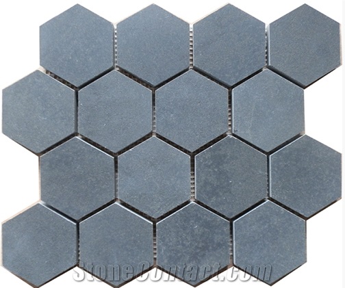 China Grey Basalt Hexagon Mosaic,Lava Stone,Basaltina,Basalto,Inca Grey , Basalt Hexagon Mosaic