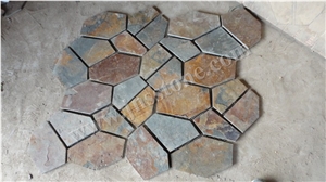 China Rusty Slate Crazy Paving / Slate Paving on Mesh / Slate Net Paste / Random Flag Stone/ Rusty Slate Flagstone