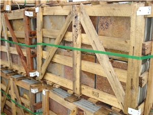 China Yellow Slate Slabs & Tiles,Ledge Stone for Wall Panel Decor,China Rusty Slate Stacked Stone Flooring & Walling Tiles