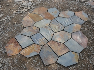 Rusty Slate Crazy Paving / Slate Paving on Mesh / Rusty Slate Flagstone / Random Flag Stone / Slate Net Paste