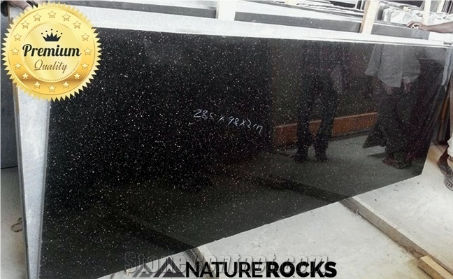 Black Galaxy Granite tiles & slabs, black polished granite walling tiles, flooring tiles 
