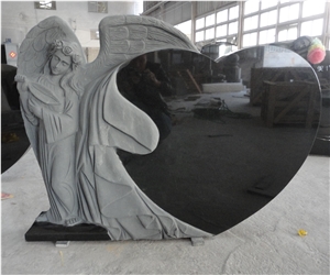 Monument & Tombstone Im10, Shanxi Black Granite Angel Monument & Tombstone