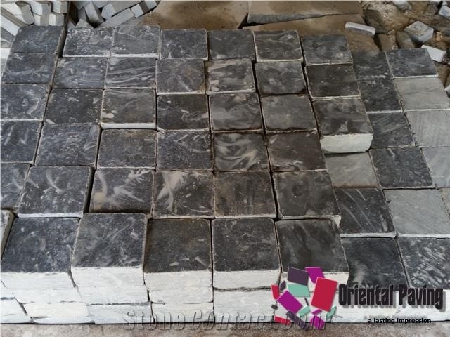 China Blue Limestone Cobble Stone for Paving, Natural Paving Bluestone, Landscaping Stones