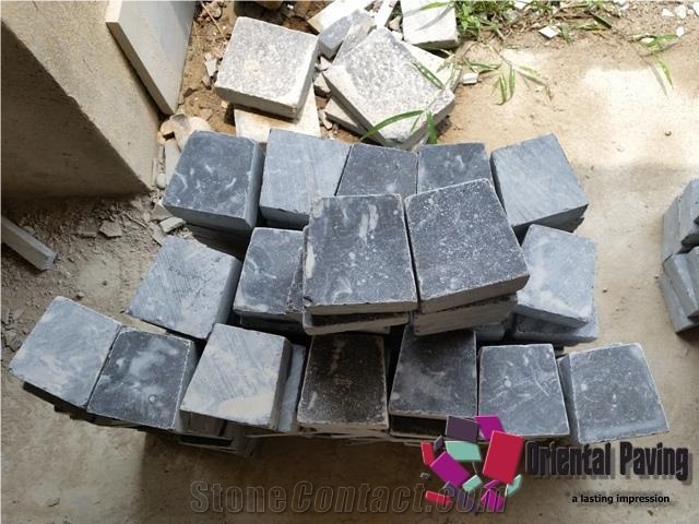 China Blue Limestone Cube Stone, Paving Limestone