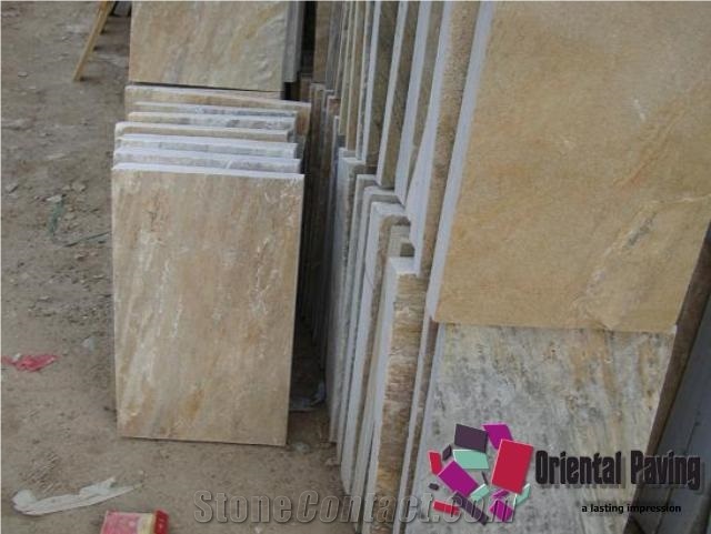 China Rusty Yellow Quartzite Tiles, Flagstone Of Quartzite, Paving Quartzite, Natural Quartzite Stone, China Quartzite, Landscaping Quartzite Stone