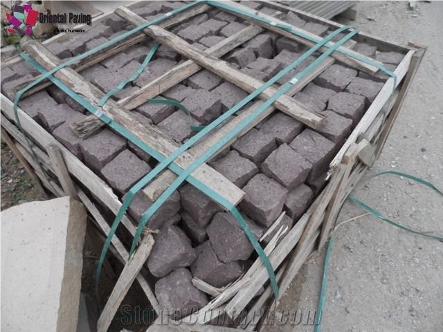 Landscaping Red Sandstone Cubes, Pavers, Sandstone Paving Sets, Natural Sandstone Cobbles