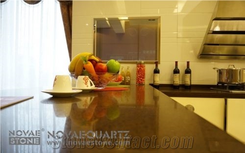 Beige Red Quartz Slab