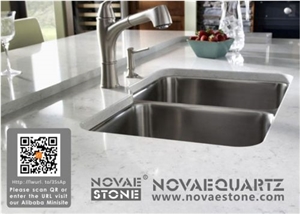Quartz Stone Kitchen Counter Top with White Color