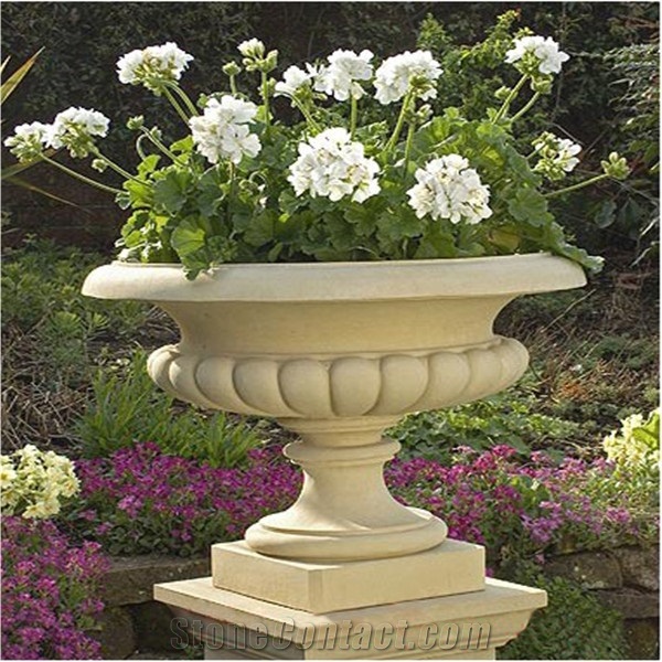 Beautiful Design China Yellow Granite Planter Pots for Garden Decoration