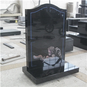Black Granite Angel Etching Design Monument