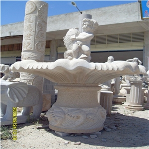 China Beige Granite Garden Figure Sculptured Stone Water Fountain for Outdoor Decoration