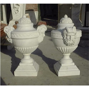 China Grey Granite Hand Carving Flower Pot for Garden Decoration, Grey Granite Flower Pots