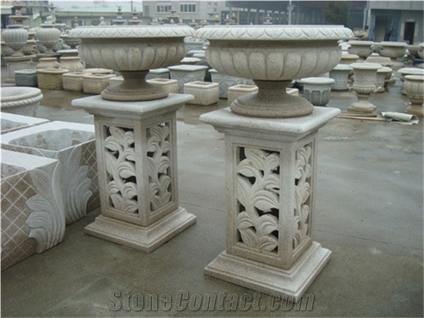 China Grey Granite Western Design Flower Pot