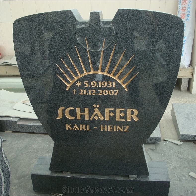 G654 Granite Carved Cross Design Tombstone