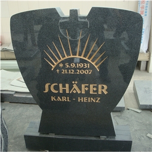G654 Granite Carved Cross Design Tombstone