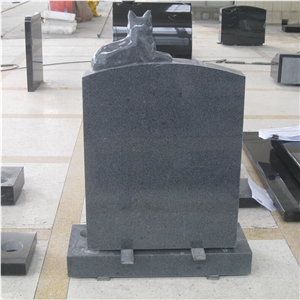 G654 Grey Grante Cat Carving Monument Design