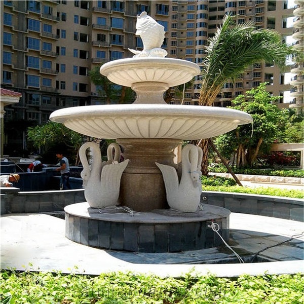 G682 Granite Western Beautiful Design Granite Fountain with Swan Carcing
