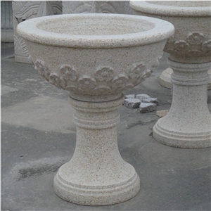 G682 Natural Stone Caving Flower Pot for Garden Decoration