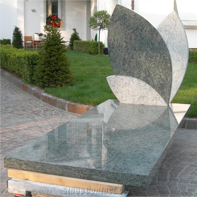 Green Granite Grave Stone Italian Monument Design