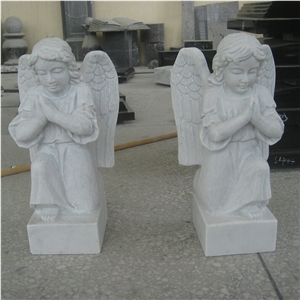 Guangxi White Marble Sculpture & Statue Cemetery Angel Statues Memorial Angel Sculptures