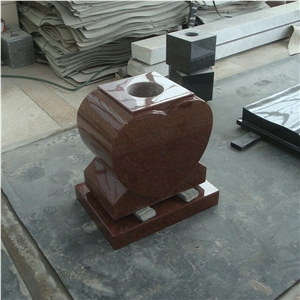 Indian Ruby Red Granite Heart Design Flower Vases