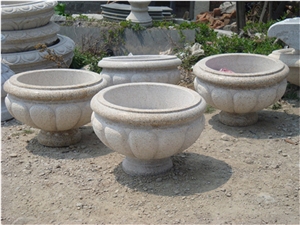 Landscaping Garden China Grey Granite Flower Pot, Grey Granite Flower Pots