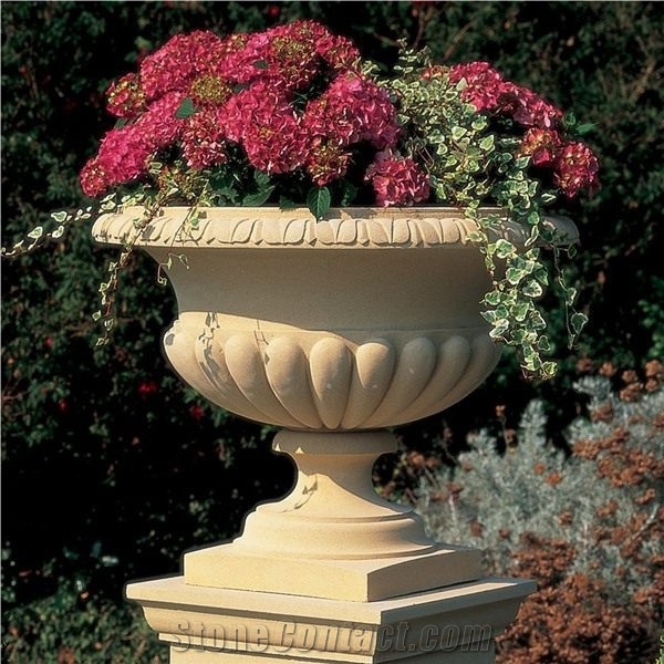 Ligourio Beige Marble Modern Planter Pots