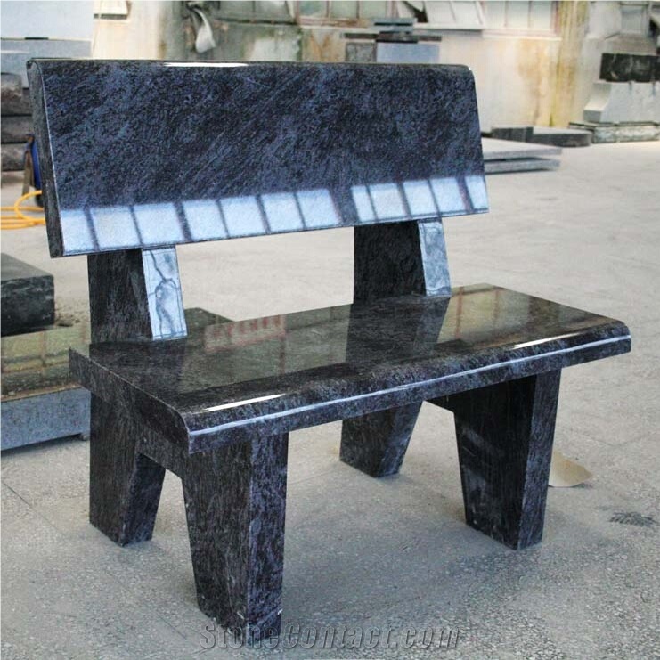 Ocean Blue Granite Stone Monumental Memorial Bench