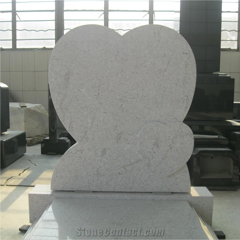 Pearl White Granite Heart Shaped Tombstones with Flower Vase