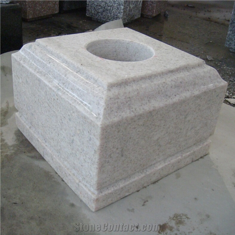 Pearl White Granite Square Tombstone Vases for Cemetory Accessories