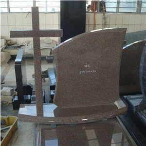 Poland Chinese Mahogany Granite Cross Design Monument