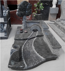 Polished Green Granite Tree Design Tombstones