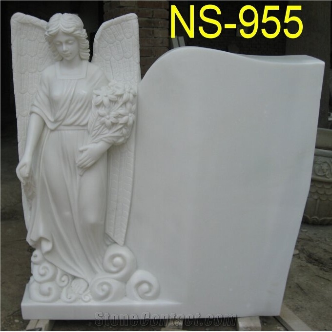 Standing Angel Statue Marble White Monuments