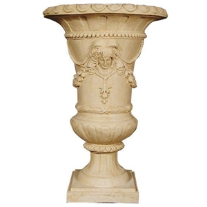 Western Design Daisy Cream Marble Planter Pots with Beautiful Carving