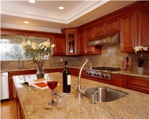 Kashmir Gold Granite Kitchen Island Countertop