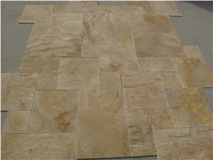 Antique Melange Travertine French Pattern Set 4 Sizes Slabs & Tiles, Classic Travertine Slabs & Tiles