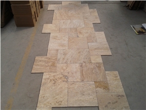 Antique Melange Travertine French Pattern Set 4 Sizes Slabs & Tiles, Classic Travertine Slabs & Tiles