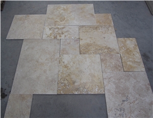 Antique Melange Travertine French Pattern Set 4 Sizes Slabs & Tiles, Classic Travertine Slabs & Tiles