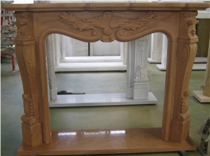 Beige Marble Fireplace,Yellow Marble Fireplace,China Fireplace,Carving Fireplace